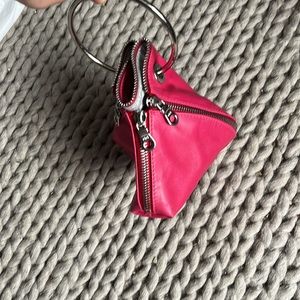 AMORPHOSE Made in Swiss Lamb Leather Pink O Ring Bag Designer Runway Luxury Bag